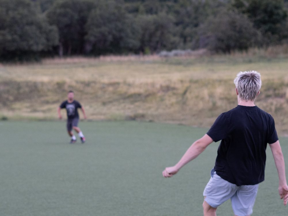 Men competing in a field game at Big Canyon Ranch